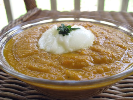 Curried Carrot Soup with Honey and Yogurt